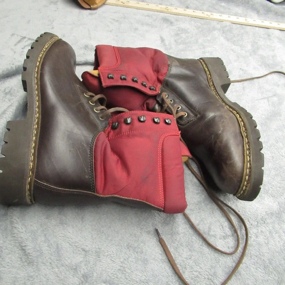 Faconnable Men Boots 8M Tanker 22 Logger Work Combat Leather Waterproof RARE VTG